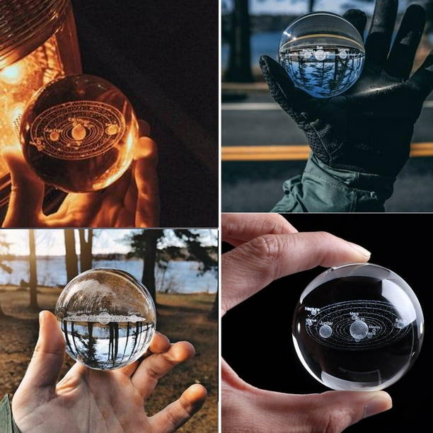 3D Solar System Crystal Ball Engraved Solar System Miniature Planets ...