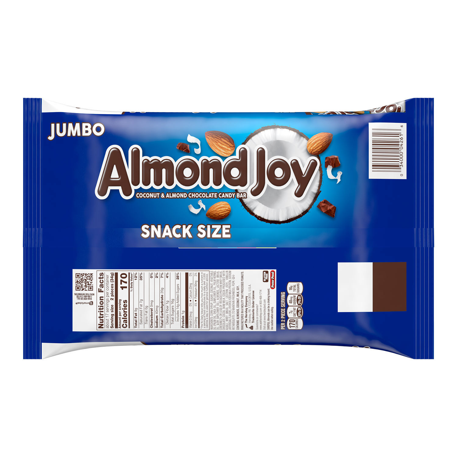 Almond Joy Coconut and Almond Chocolate Snack Size Candy, Jumbo Bag 20.1 oz - image 2 of 7
