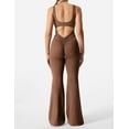 thumbnail image 2 of Women Workout Flare Jumpsuits Sexy Backless Gym Bodycon Scrunch Butt Yoga Rompers V Back Lizvette, 2 of 6