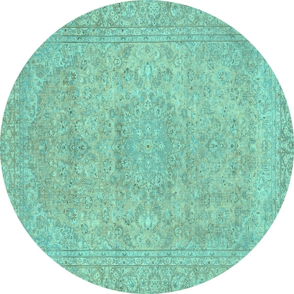 Ahgly Company Indoor Round Abstract Light Blue Modern Area Rugs, 6' Round