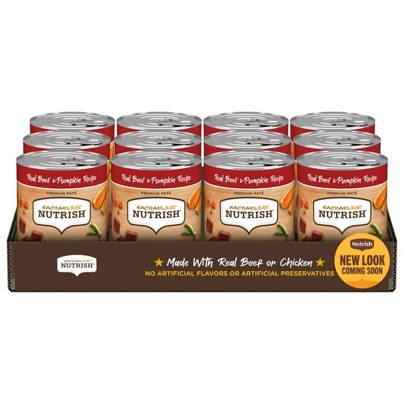 Rachael Ray Nutrish Premium Paté Real Beef & Pumpkin Recipe Wet Dog Food, 13 oz. Can, 12 Count