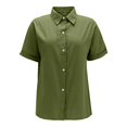 thumbnail image 6 of Outfmvch Button Up Shirt Women Floral Print Linen Shirts Womens 3/4 Sleeve Button Down Shirts Boho Linen Shirts for Women Cotton Linen Lapel Gauze Tops Army Green L, 6 of 8