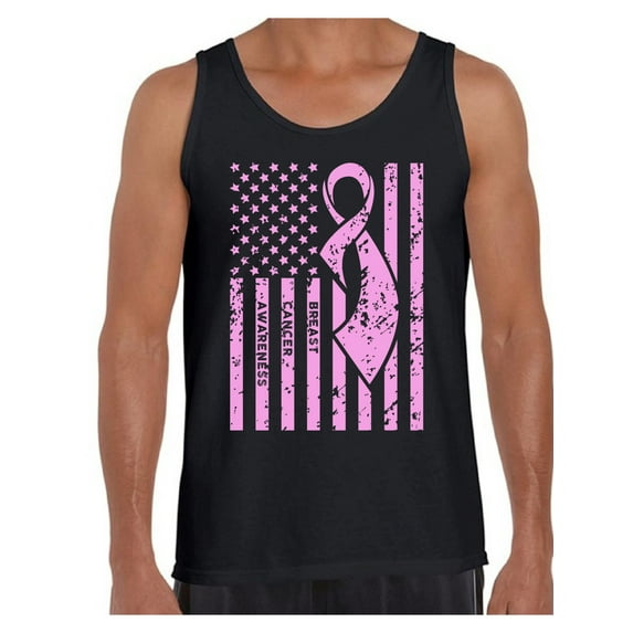 Awkward Styles Men's Breast Cancer Awareness Graphic Tank Tops Pink Ribbon