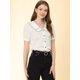 thumbnail image 2 of Camiseta De Manga Corta Con Cuello Peter Pan Y Lunares Vintage Para Mujer Blanco XS, 2 of 6