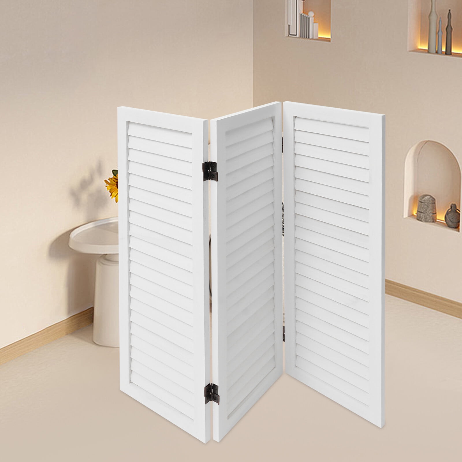 35.4*1*31.9 Modern 3 Panel Room Divider Screen Freestanding Folding Room Divider White for Dressing Room