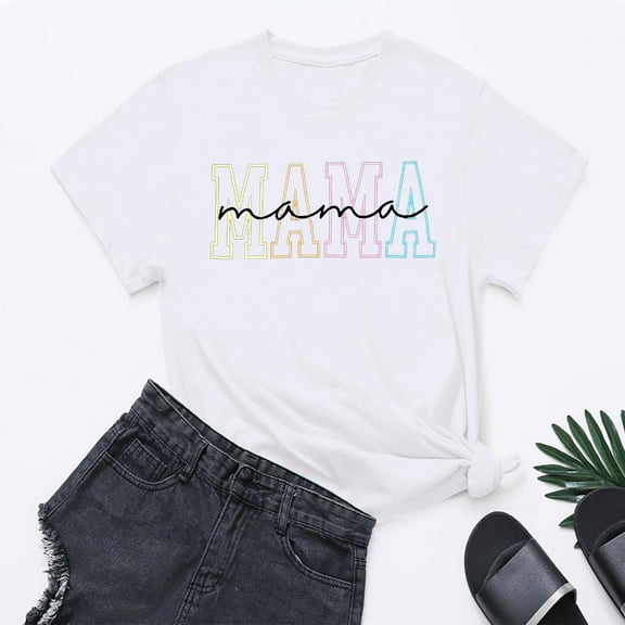 SHITINN Women's Fashion Alphabet Print Day Graphic T Shirt Women's Tops Short Sleeve Tops Womens Clothes Summer