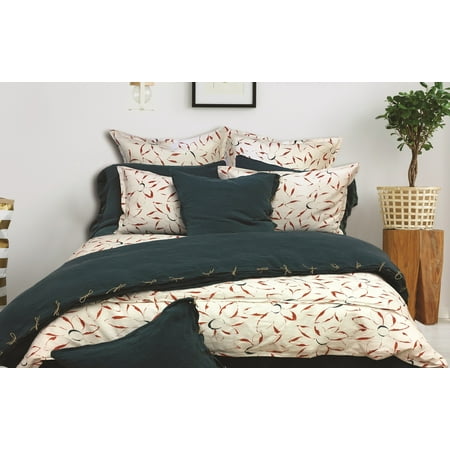 Summertime Floral Duvet Cover Set Orange White Oversize King