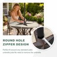 thumbnail image 4 of Round Outdoor Tablecloth with Umbrella Hole and Zipper, Texas Star Brown Tablecloth with Elastic Waterproof, Farmhouse Berry Wooden Vintage Patio Table Covers for 55" - 60" Picnic Pool Tables, 4 of 9