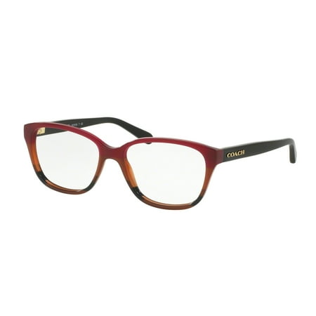 Coach 0HC6103 Full Rim Square Womens Eyeglasses - Size 52 (Aubgn Cognac Varsity Stripe)
