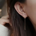 thumbnail image 3 of S925 Sterling Silver Threader Earrings for Women Dainty Long Chain Ear Line with Cubic Zirconia Elegant Dangle Tassel Earrings Heart Earring Wedding Jewelry Christmas Weeding Gifts for Her, 3 of 6