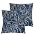 thumbnail image 2 of JRXY  Navy Blue Silver Wavy Stripes Throw Pillow Covers 2pcs, Luxury Modern Large Decorative Pillow Covers Square Accent Cushion Case for Couch Living Room Bedroom White, 2 of 6