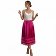 thumbnail image 2 of Women's Satin Midi Half Slip Skirt with Lace Trim, Elastic Waist A-Line Silky Underskirt, Soft Under Dress Skirt for Women Office Date Night Daily Wear, 2 of 8