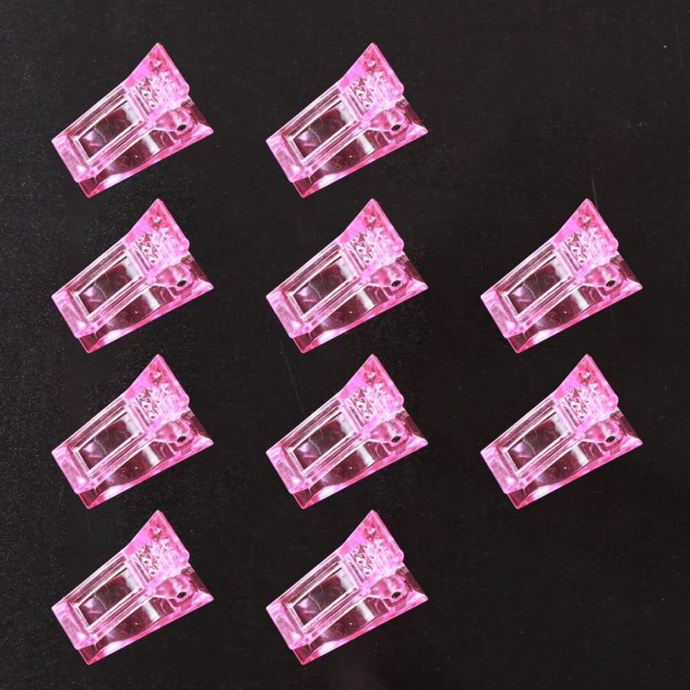 10Pcs Pink Color Nail Tips Clip for Quick Building Polygel nail forms Nail clips for polygel Finger Nail Extension UV LED Builder Clamps Manicure Nail Art Tool