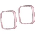 thumbnail image 1 of XYCCA 2pcs Drop Resistance Cover Womans Watch Ladies Watch Reloj Inteligente Shell Watch Smart Metal Smartwatch Protector Lite Bumper Accessories Miss Case Diamond Pink-0621, 1 of 5