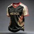 thumbnail image 2 of 2026 Soccer Jerseys Shirts for Men Country Team Short Sleeve V Neck Fan International Football Shirt Retro Streetwear Top, Black L, 2 of 4