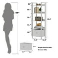 thumbnail image 4 of Satifur 5 Tier Ladder Bookcase with Removable Drawer Tall Standing Bookshelf,White, 4 of 7