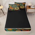 thumbnail image 4 of Homewish Bohemian Gold Mandala Zipper Queen Comforter Set with Fitted Sheet and 2 Pillowcases,Retro Exotic Paisley Zipper Bedding Set,Black Reversible,4pcs, 4 of 8
