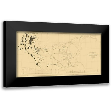 Davis 14x9 Black Modern Framed Museum Art Print Titled - Red River, Rio Grande Railroad Route - Davis 1846