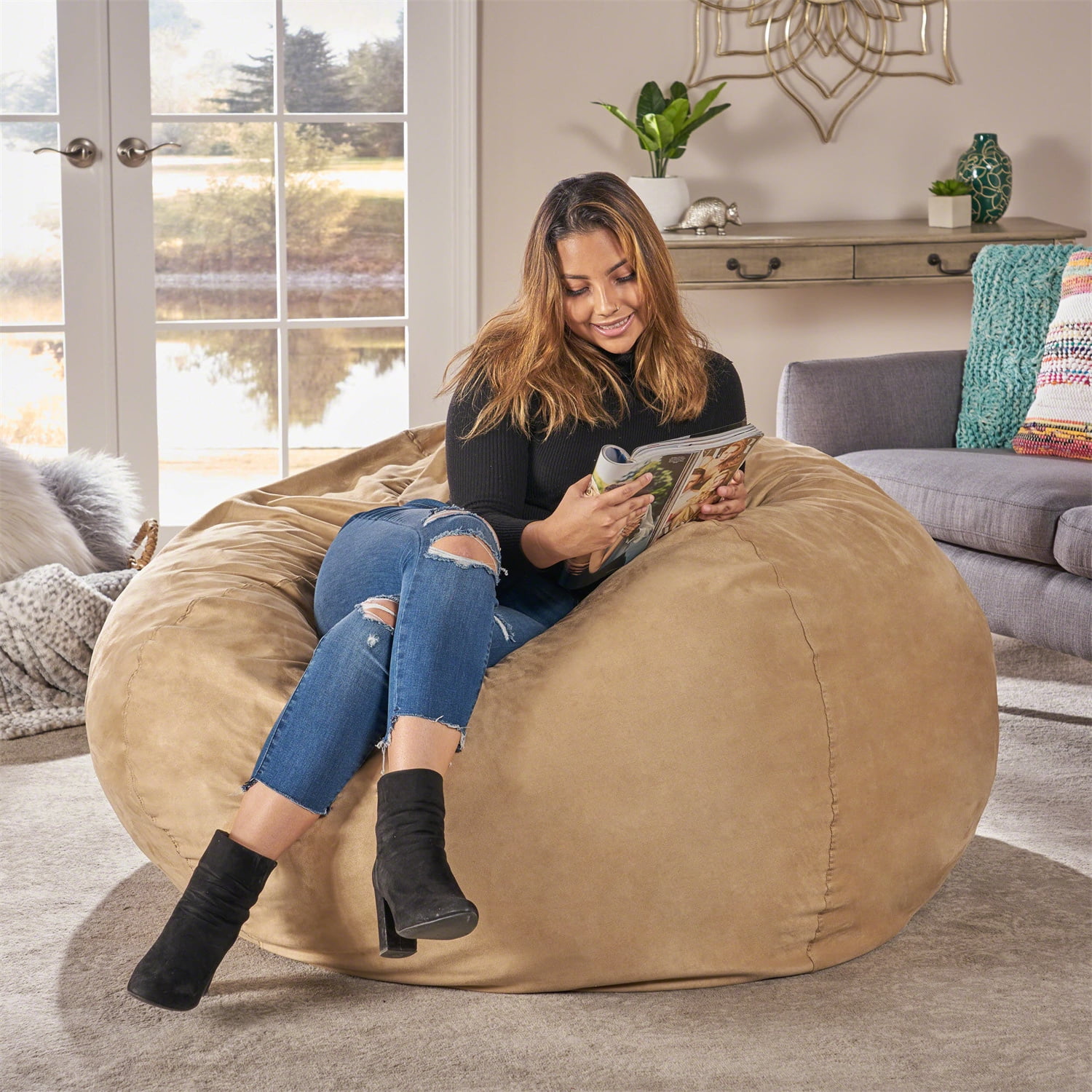 Kepooman 5' Sofa Sack - Plush Ultra Soft Bean Bags Chairs for Kids, Teens, Adults - Memory Foam Bean Bag Chair with Removable Soft Cover - Foam Filled Furniture for Dorm Room - Khaki Kepooman 5' Sofa Sack - Plush Ultra Soft Bean Bags Chairs for Kids, Teens, Adults - Memory Foam Bean Bag Chair with Removable Soft Cover - Foam Filled Furniture for Dorm Room - Khaki