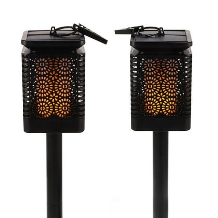 

2pcs Solar Flickering Torches IP65 Waterproof Fire Garden Lights 300mAh Flickering Flame Lamps 12PCS LED Flame Landscape Lights Fire Effect Lanterns for Garden Yard Lawn Terrace