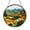 Acrylic 3.5 Inch, variant on Decorative Mountain Landscape Stained Glass Style Suncatcher Window Hanging, Terraced Countryside Field Art Glass Window Ornament, Round Scenic Glass Panel Nature Window Decor Gift