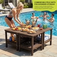 thumbnail image 3 of FUNDAZE HDPE 2-Layer End Table for Living Room, Outdoor Side Table, Patio Small End Table, Brown, 3 of 12