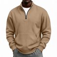 thumbnail image 4 of Mens Quarter Zip Pullover Long Sleeve Fall Sweatshirt with Kangaroo Pocket Sporty Hiking Outdoor Tops, 4 of 9