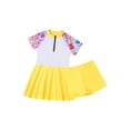 thumbnail image 2 of iiniim Kids Girls 2 Pcs Short Sleeve Rashguard Shirts with Swim Skirts Swimsuit Bathing Suit Beachwear Size 4-14 Yellow 12, 2 of 7