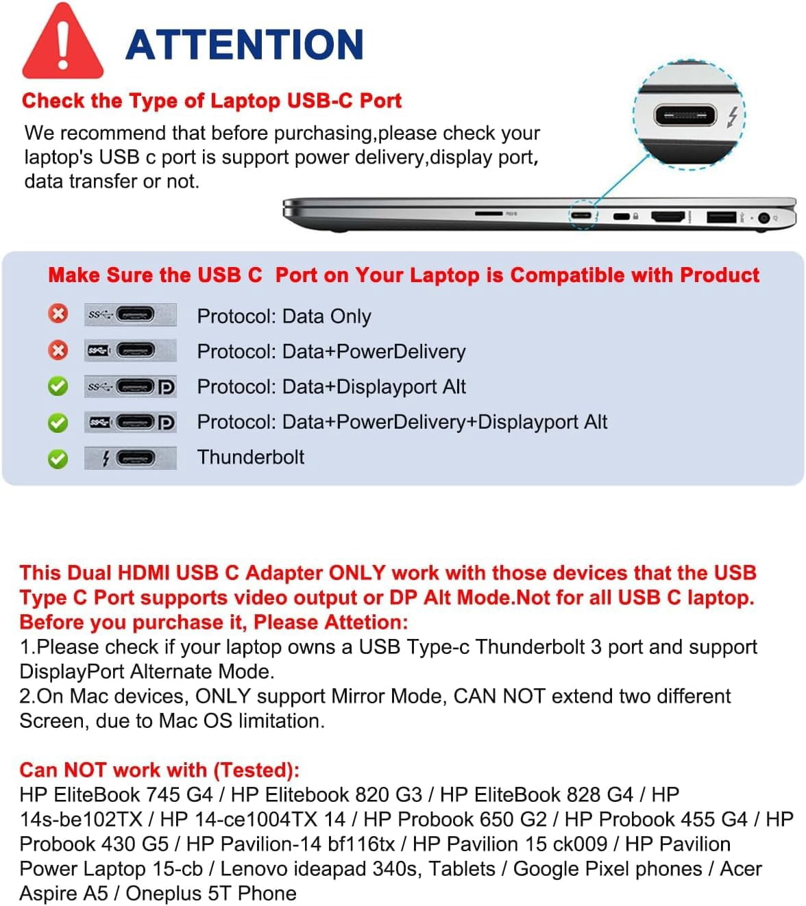 Docking Station Dual Monitor, USB C to Dual HDMI Adapter, Computer Docking Station for Laptop, Dual Monitor Adapter, 10 in 1 USB C Hub Multiport with HDMI/VGA/PD/USB/SD/TF/3.5mm Audio