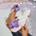 thumbnail image 4 of Square Open Toe Flip Flops for Women Kitten Heel Thong Sandals with Elegant Butterfly Decor Party Dress Shoes Slides White Size 6.5, 4 of 8