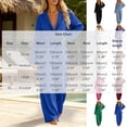 thumbnail image 3 of Cagogo Women's 2 Piece Long Sleeve V Neck Top Wide Leg Pants Set Solid Boho Vacation Outfits Loose Casual Lounge Tracksuits Travel Airport Clothes, Army Green S, 3 of 7