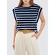 thumbnail image 4 of Camiseta Sin Mangas Informal de Verano para Mujer, Rayas Azul Marino, Talla XL, 4 of 6