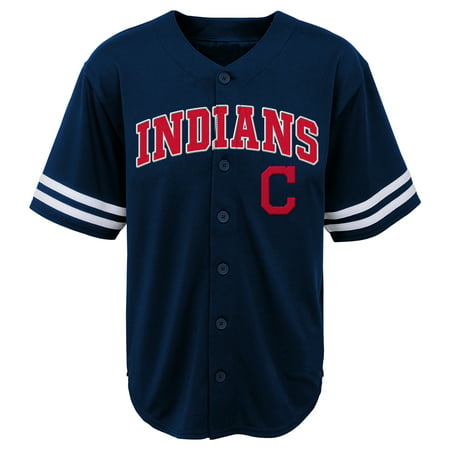 MLB Cleveland INDIANS TEE Short Sleeve Boys Fashion Jersey Tee 60% Cotton 40% Polyester BLACK Team Tee 4-18