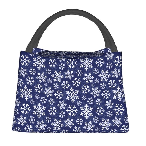 Balery Snowflakes On Dark Blue Bolsa de Aislamiento Portátil – Bolsa de Almuerzo con Forro de Aluminio Mejorado, Funda Impermeable y Fácil de Limpiar para Picnic y Caja de Almuerzo