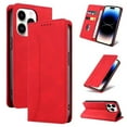 thumbnail image 2 of Flip Leather Multi Card Holder Phone Case & Stand Compatible With iPhone 15 in Red, 2 of 6