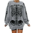 thumbnail image 1 of HUITKMM Chandail pour Femmes Unisexe Mode Imprimé Design Squelette Surdimensionné Longline Sans Capuche Col Rond pour et Mode Urbaine Décontracté, 1 of 5
