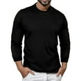 thumbnail image 1 of Male Plaid  Neck Long Sleeve T Shirt Plus Size Solid Color Top, 1 of 6
