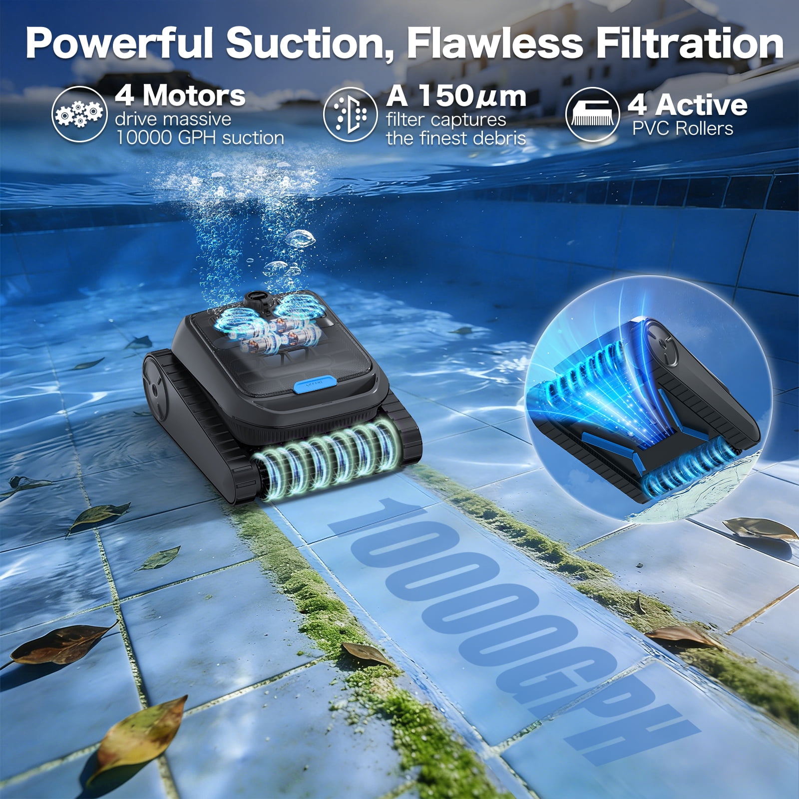 AIRROBO  Pool Robot Cleaner 4in1 Omni CP400, Robot Pool Ceaner above Ground Pool and Inground Pool,with Pool Skimmer Robot