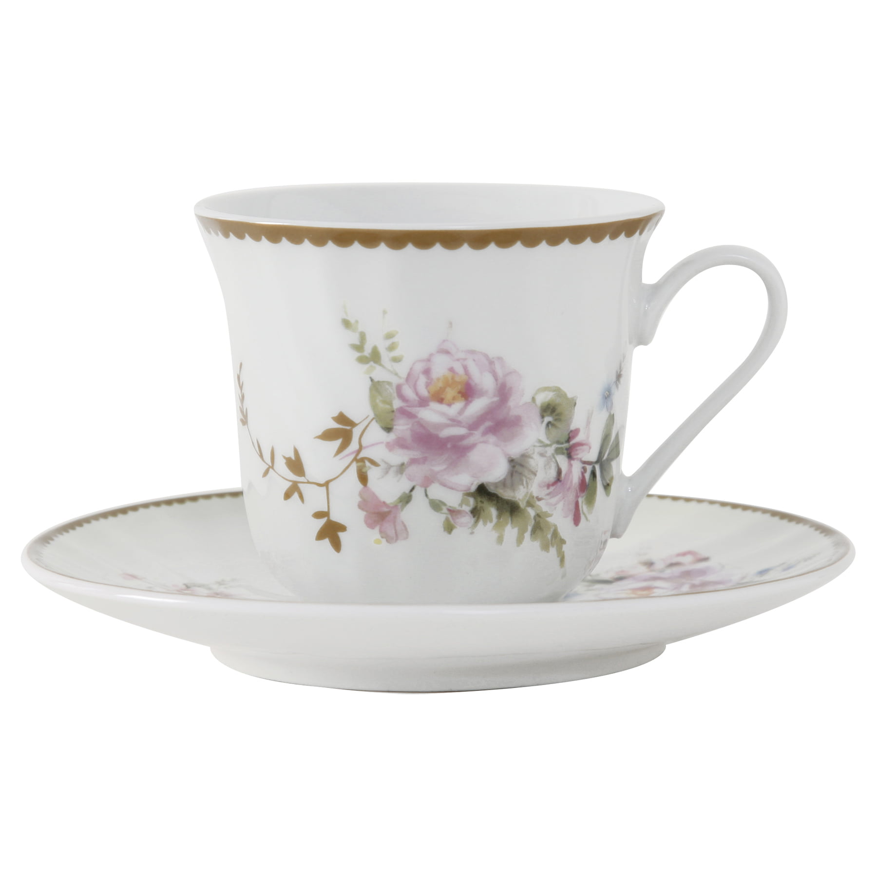 Timeless Rose Porcelain Tea Cup And Saucer Set Of 6 