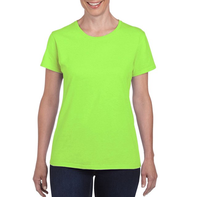 T-Shirt en Coton Épais pour Femmes, TG, Vert Néon