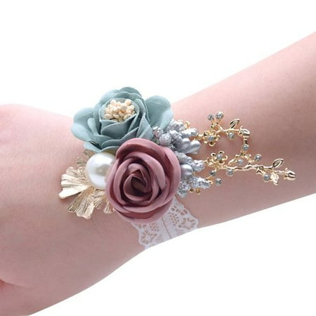 Pink Corsage Bracelet AkoaDa Wedding Bride Wrist Corsage Bridesmaid Wrist Flower Corsage for Wedding Prom Party Homecoming ()