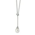 thumbnail image 3 of Primal Silver Sterling Silver Rhodium 8-9mm White Rice Freshwater Cultured Pearl Cubic Zirconia Necklace, 3 of 6