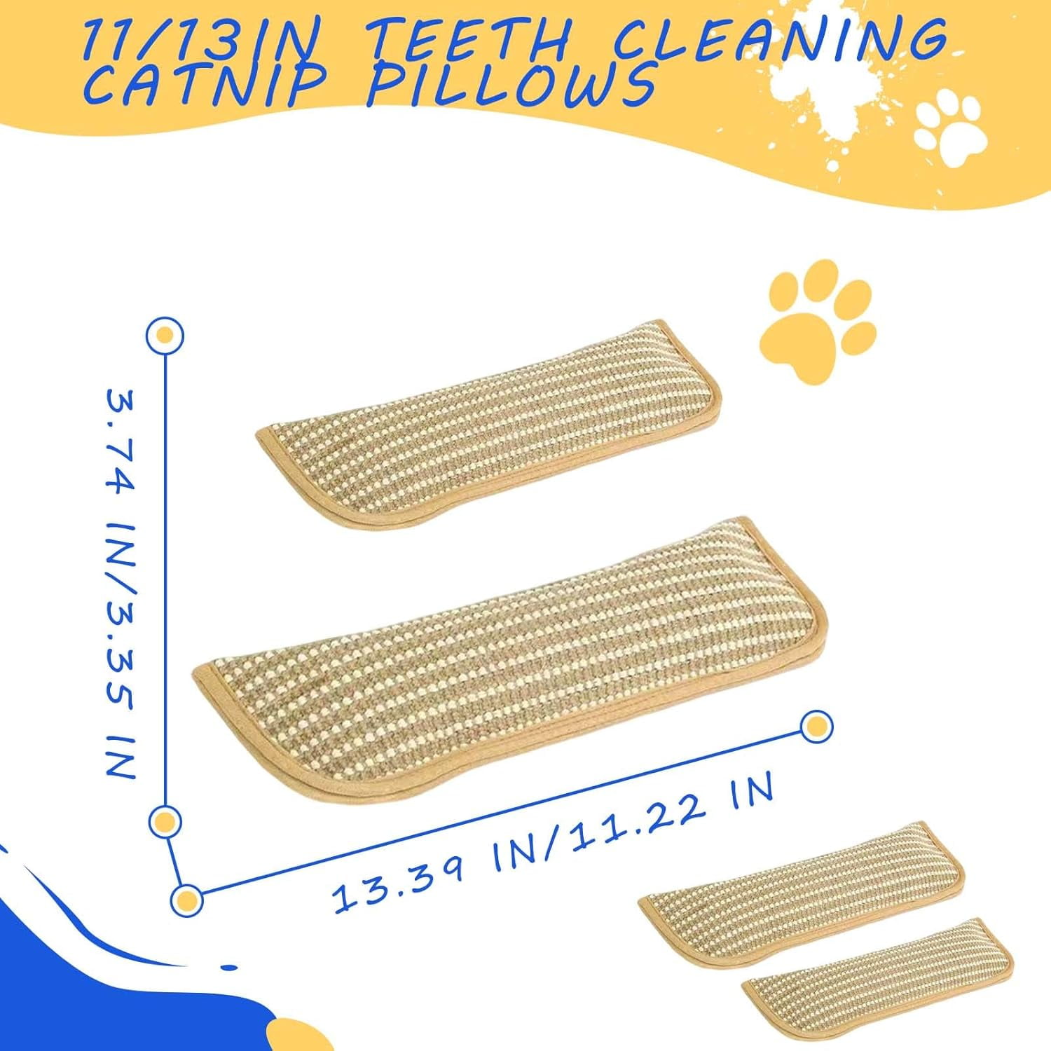 Catnip Kicker Pillow, Catnip Pillows For Cats, 13in Teeth Cleaning Catnips Pillows For Cats, Dual-Use Catnips Pillow For Play And Relaxation, Interactive Cat Nip Kicker Toys (3 pcs, 13.4 × 3.7in)