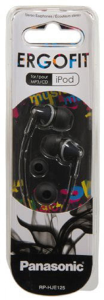 Panasonic RP-HJE125EK Wired In-Ear Headphones, Black, 3.5mm Jack