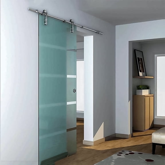 Dreamwerks 40 in. W X 79 in. H Sliding Glass Door with SS Pulley in Chrome