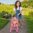 thumbnail image 5 of Little Darlings: Out For A Stroll - Cupcake Lollipop Pink & Blue Outfit - 12" Baby Doll & Foldable Toy Stroller, Soft Body, Treats Design, Kids Age 3+, 5 of 7