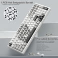 thumbnail image 5 of AULA F99 96% Wireless Mechanical Keyboard, Hot Swappable, Tri-Mode Bluetooth 5.0/2.4GHz/USB-C, Pre-Lubed Linear Switches, RGB Backlit, Macro Support, Black/Grey/White, 5 of 17