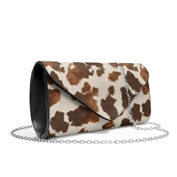 TSOVTHRID Brown Cow Pattern Women's Clutch Purses Ladies Party Handbag Evening Bag Elegant Envelope Bag for Formal Wedding Party Cocktail Prom with Chain Strap