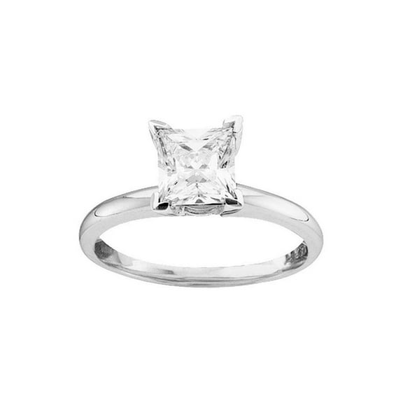 14kt White Gold Womens Princess Diamond Solitaire Bridal Wedding Engagement Ring 1/5 Cttw