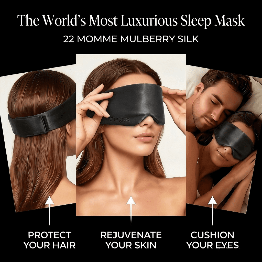 FACEMOON 100% Silk Unisex Sleep Mask, Comfortable, Breathable, Adjustable